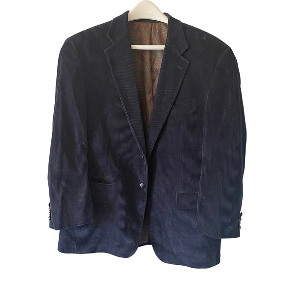 Lauren Ralph Lauren Other - Lauren Ralph Lauren Mens Navy Blue Corduroy Blazer Sport Coat 42R Paisley Lining